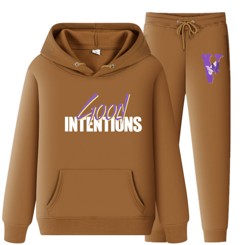 Vlone Hoodie & Pants 2 Piece Set Hooded Sweater Men And Women Loose