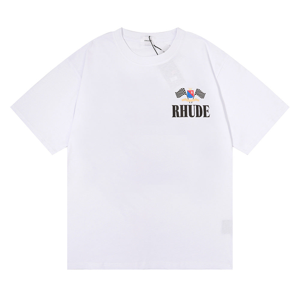 Rhude T Shirt Alphabet Flag Print Short Sleeve T-Shirt