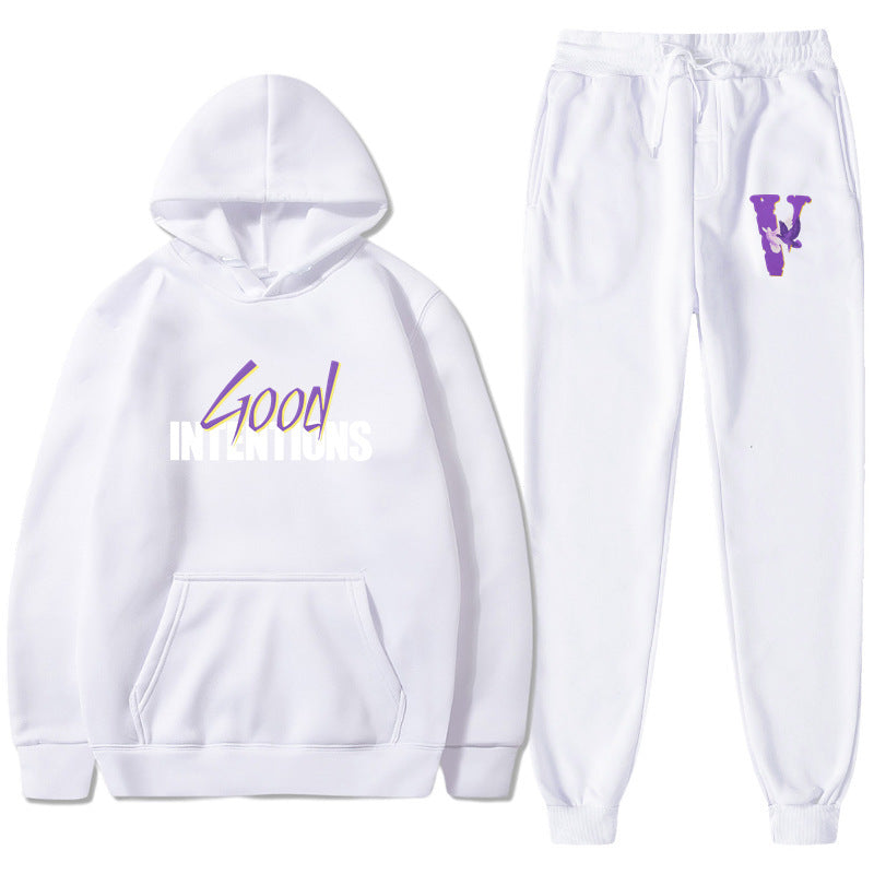 Vlone Hoodie & Pants 2 Piece Set Casual Loose Hoodie