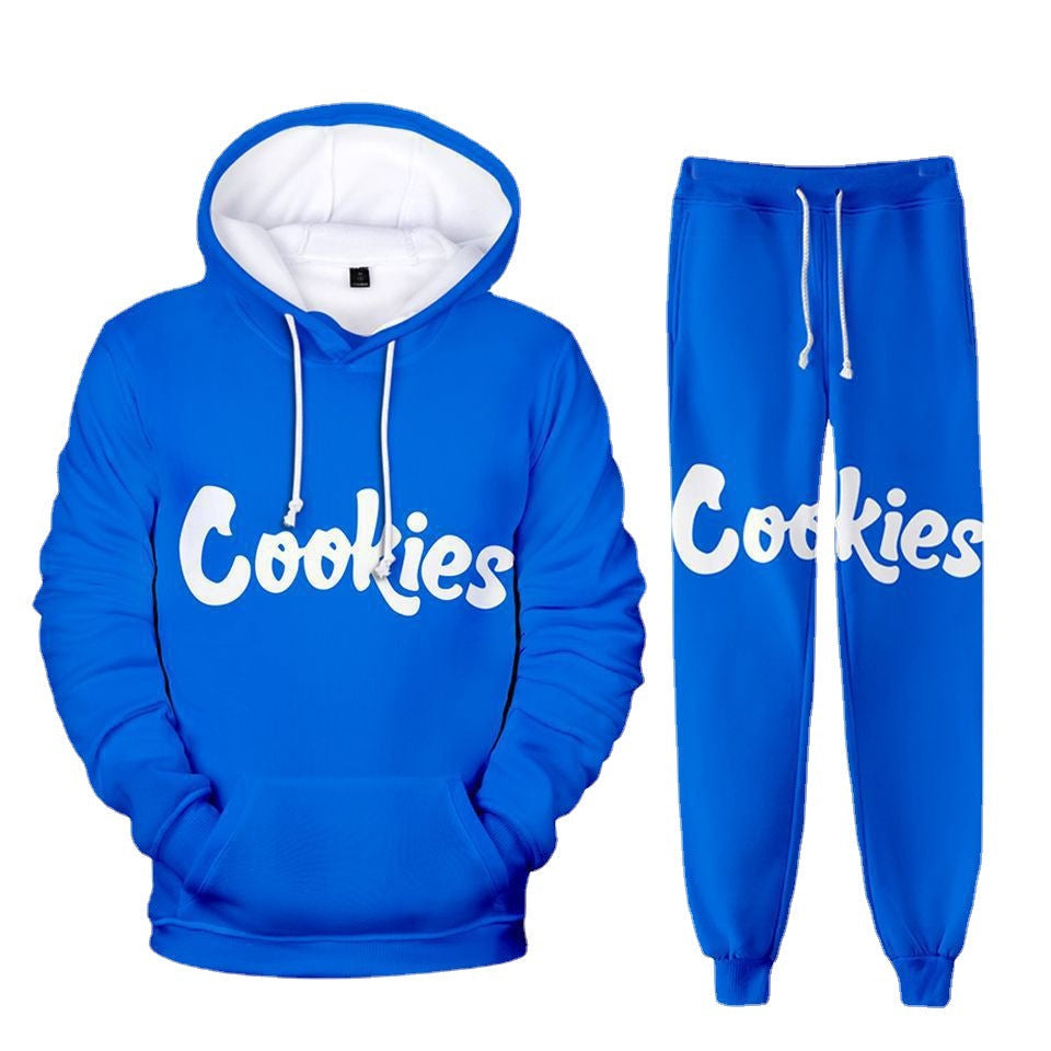 Cookies Hoodie Digital Color Printing Sweet Hooded Ankle Banded Pants Set