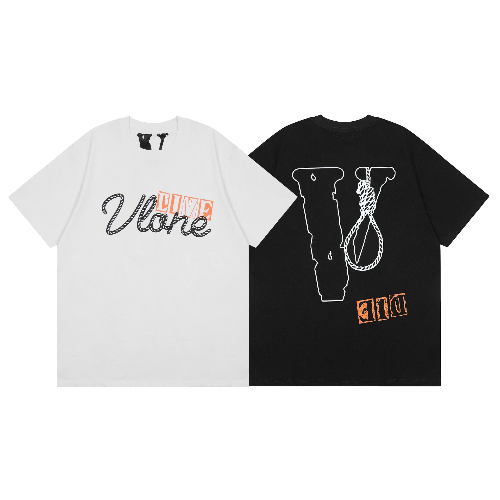 Vlone T Shirt Spring Summer Rope Letter Crew Neck