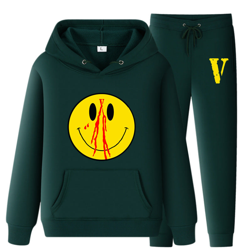 Vlone Hoodie & Pants 2 Piece Set Men'S Spring And Autumn Loose Pullover Sweatershirt