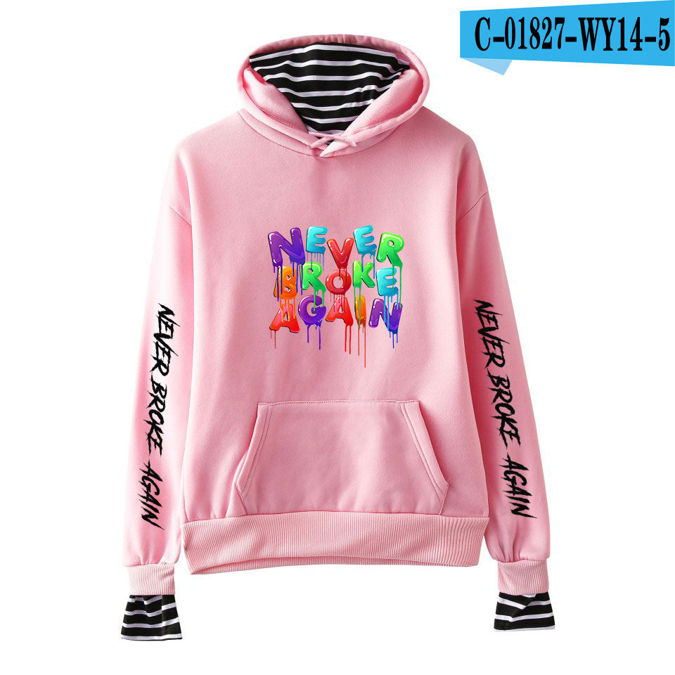 Never Broke Again Hoodie All-Match False Two-Piece Sweaters