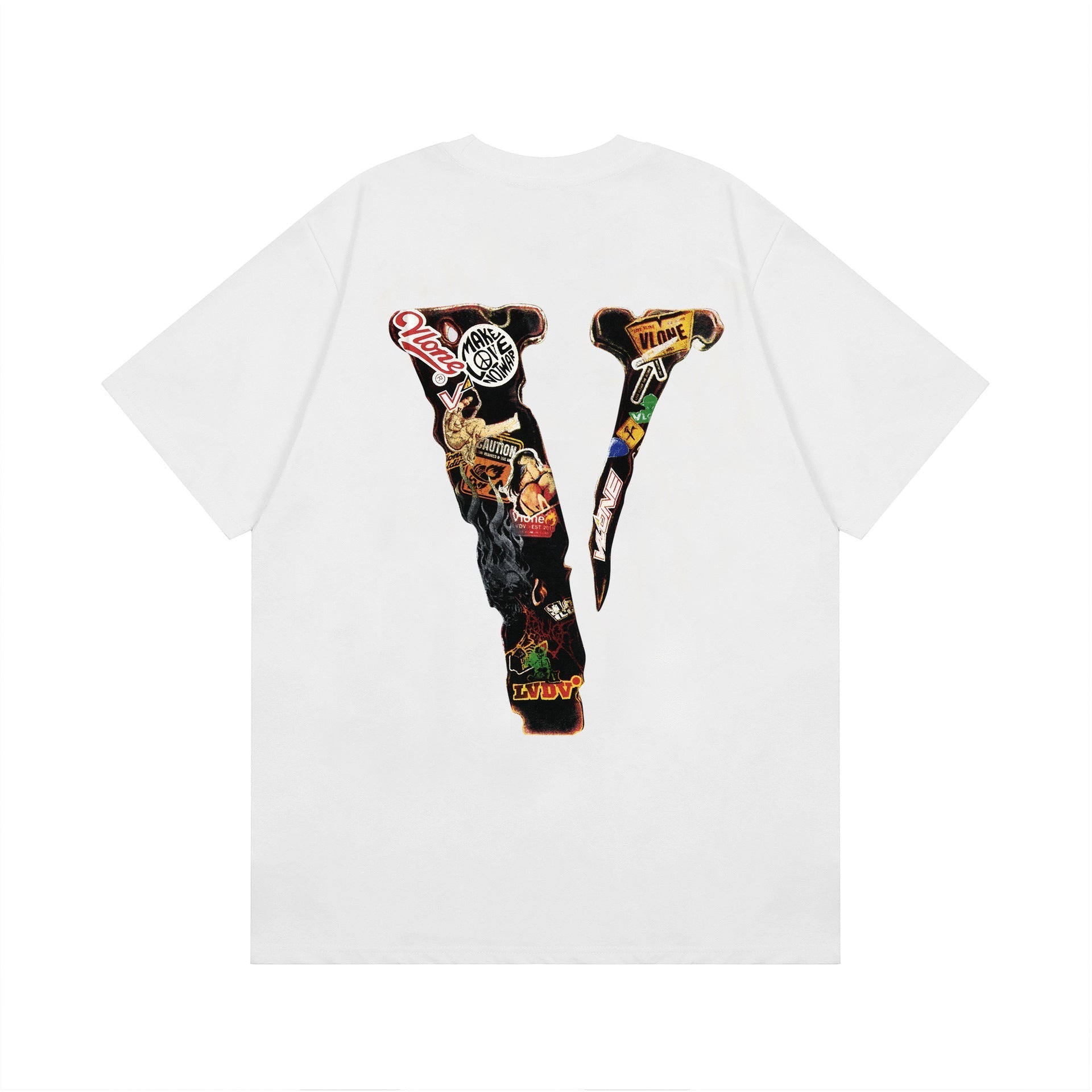 Vlone T Shirt Spring/Summer Pattern Crew Neck Pullover