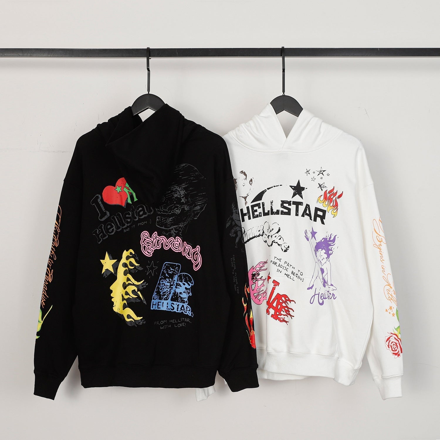 Hellstar Hoodie Skull Graffiti Printing Loose