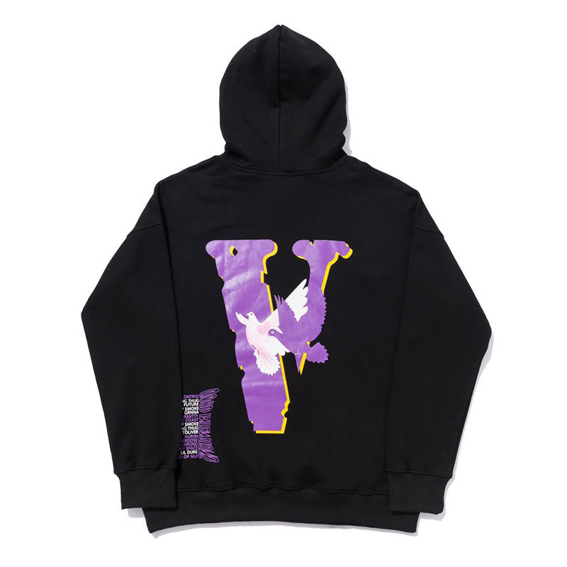 Vlone Hoodie Purple Big V Couple'S Shirts Cap Men'S And Women'S Sweater