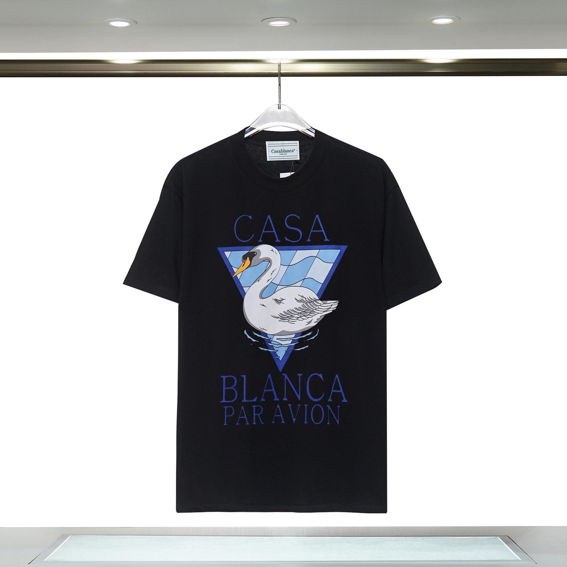 Casablanca T Shirts Fashion Casual Crew Neck Swan Print Tee
