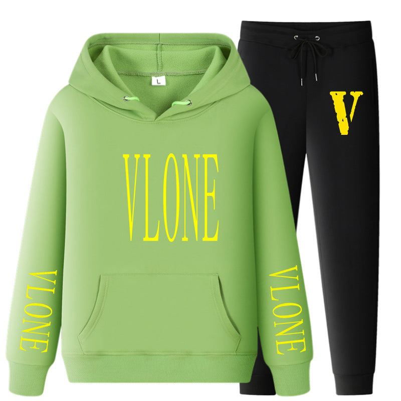 Vlone Hoodie & Pants 2 Piece Set Hoodie Men'S Women'S Pullover Outer Coat Suit