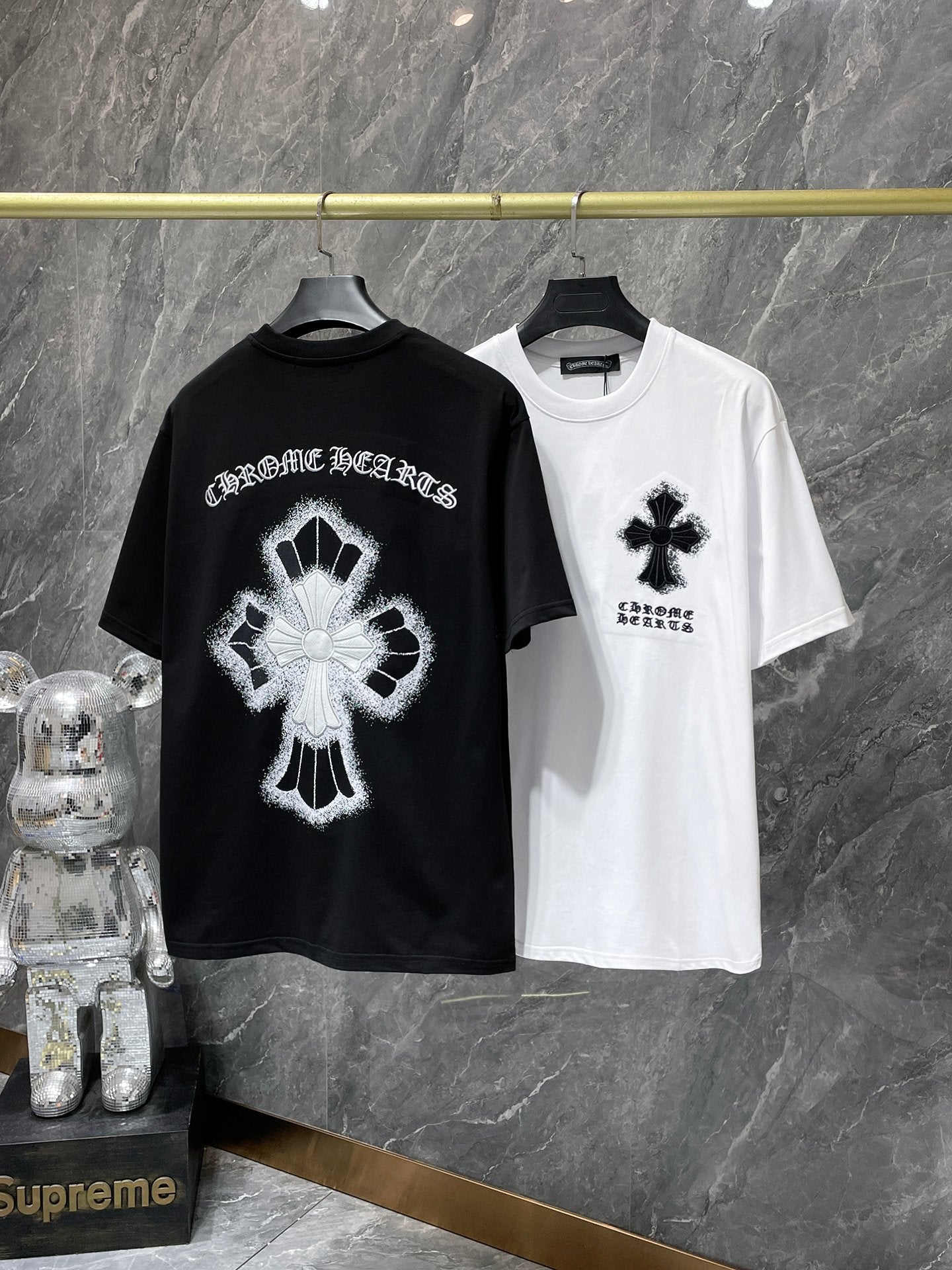 Chh Chrome Hearts T Shirts Embroidered Sanskrit Alphabet Cross Sports Loose Short Sleeve T-Shirt