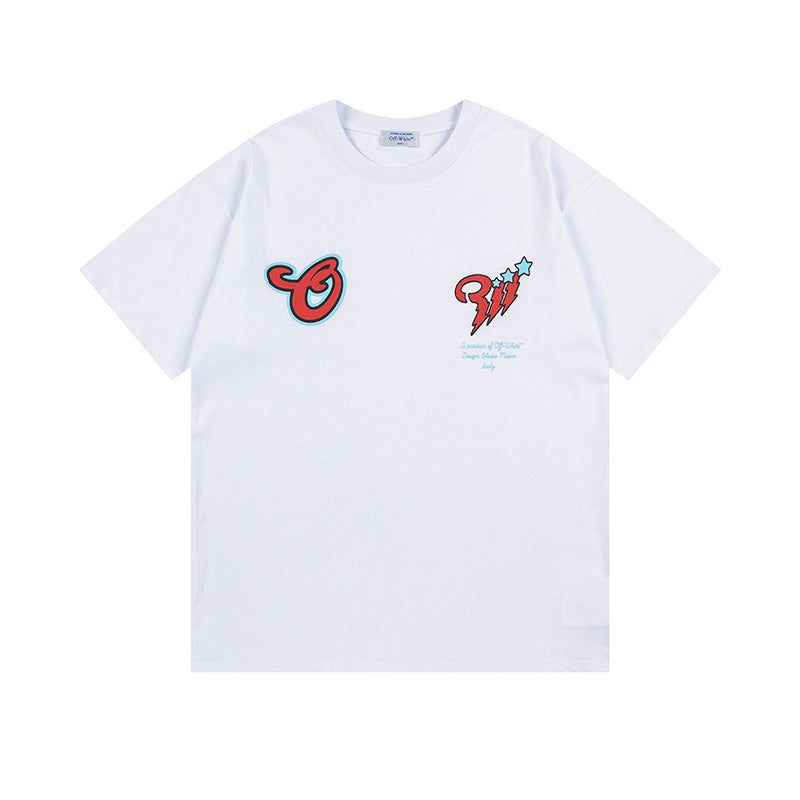 Off White T Shirts OW Cartoon Scorpion Pattern Crew Neck Pullover Short Sleeves
