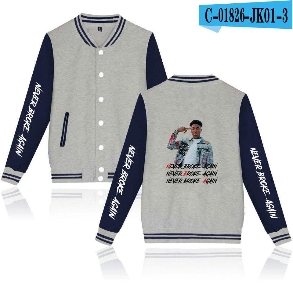 Never Broke Again Hoodie Casual Men'S And Women'S Long Sleeves Baseball Uniform
