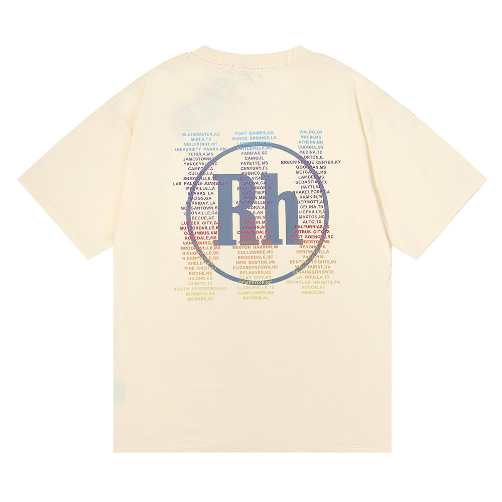 Rhude T Shirt Micro Label Alphabet Racing Print Short Sleeve T-Shirt