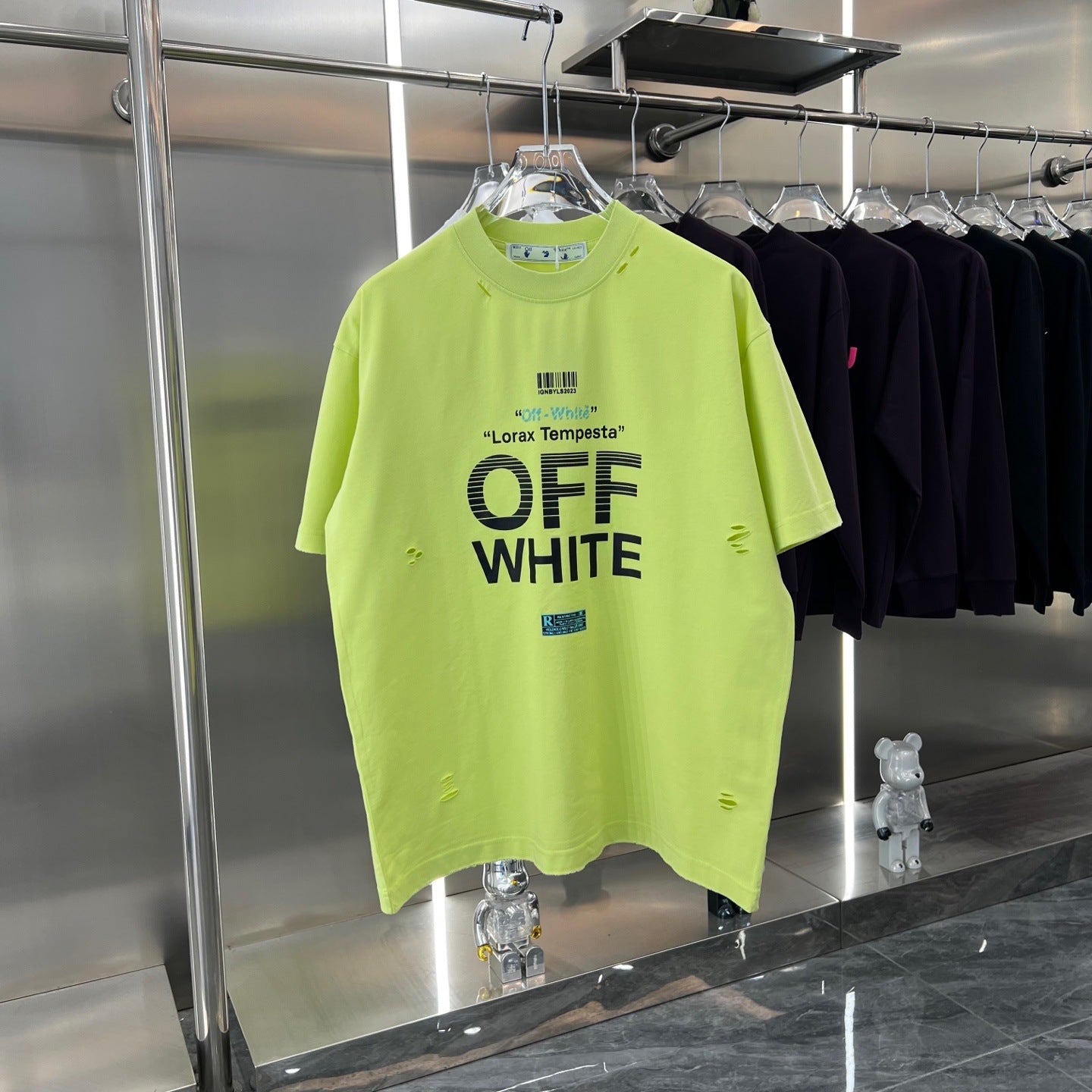 Off White T Shirts OW Striped Letter Arrow Crew Neck Pullover Short Sleeves