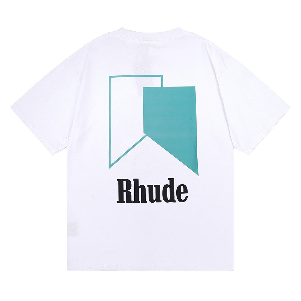 Rhude T Shirt Micro Standard Geometric Square Color Matching Printed Short Sleeve T-Shirt