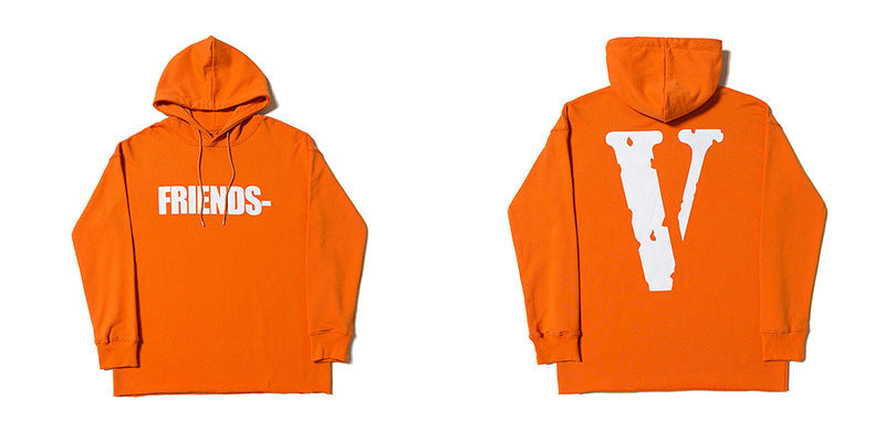 Vlone Hoodie Autumn And Winter Clothes Black And White Large V-Shaped Female Men And Women Couple Hooded Sweater