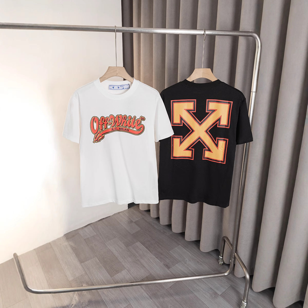 Off White T Shirts OW Letter Arrow Print Crew Neck Pullover Short Sleeves
