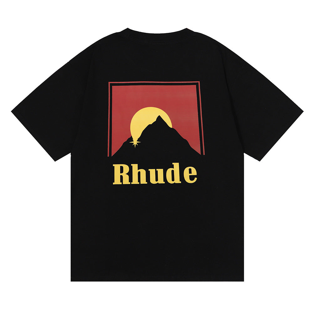 Rhude T Shirt Sunset Design Sense Printed Short Sleeve T-Shirt