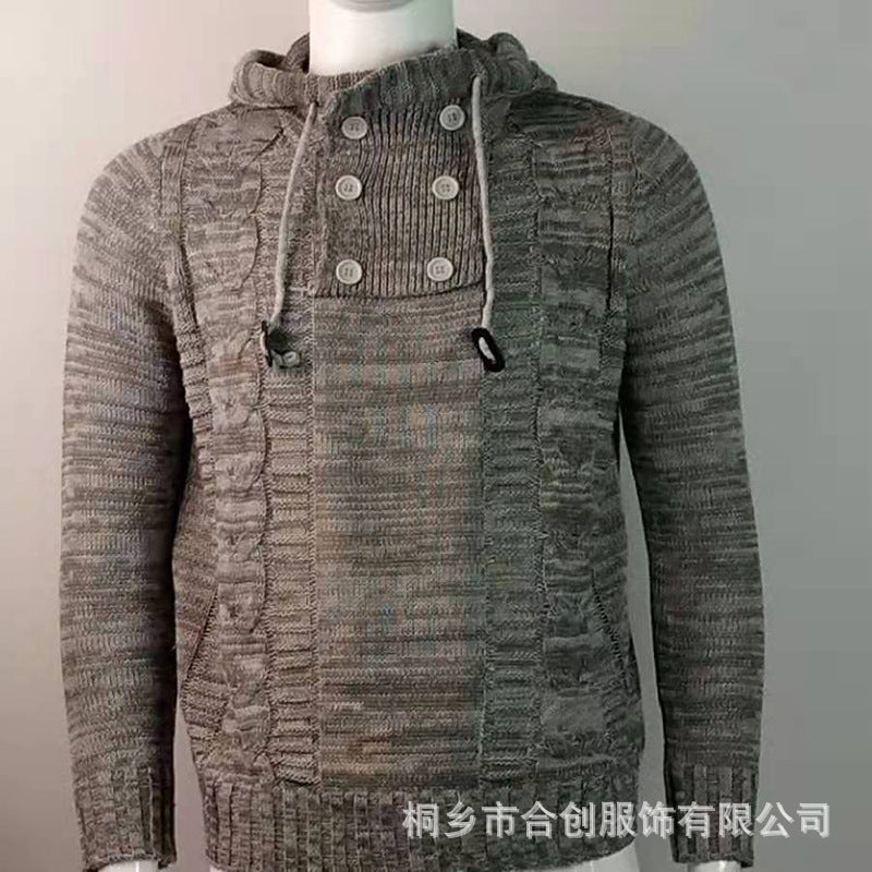 Baja Hoodie Knitted Coat Spring plus Size Turtleneck Hooded