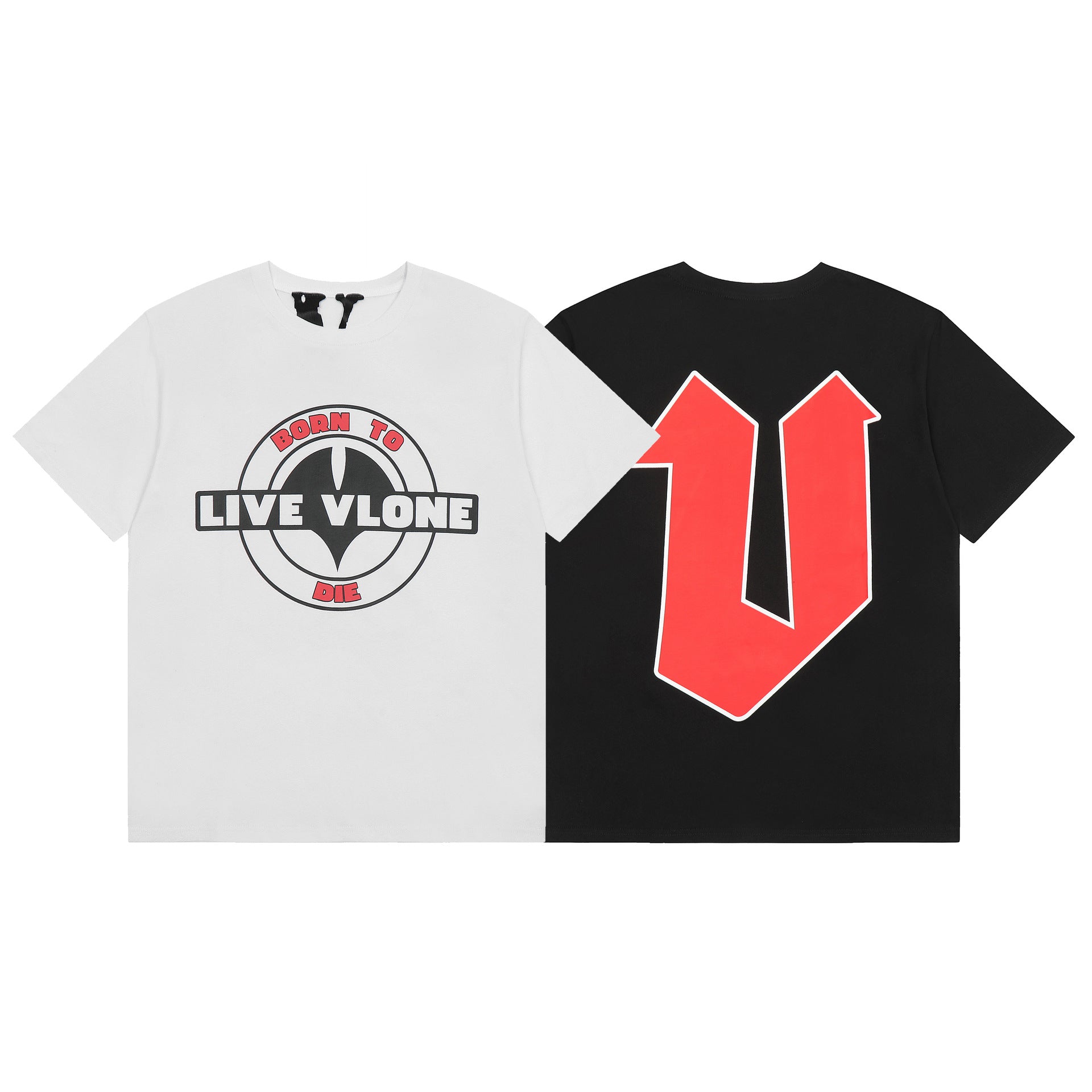Vlone T Shirt Spring Summer Square Letter Pattern Crew Neck