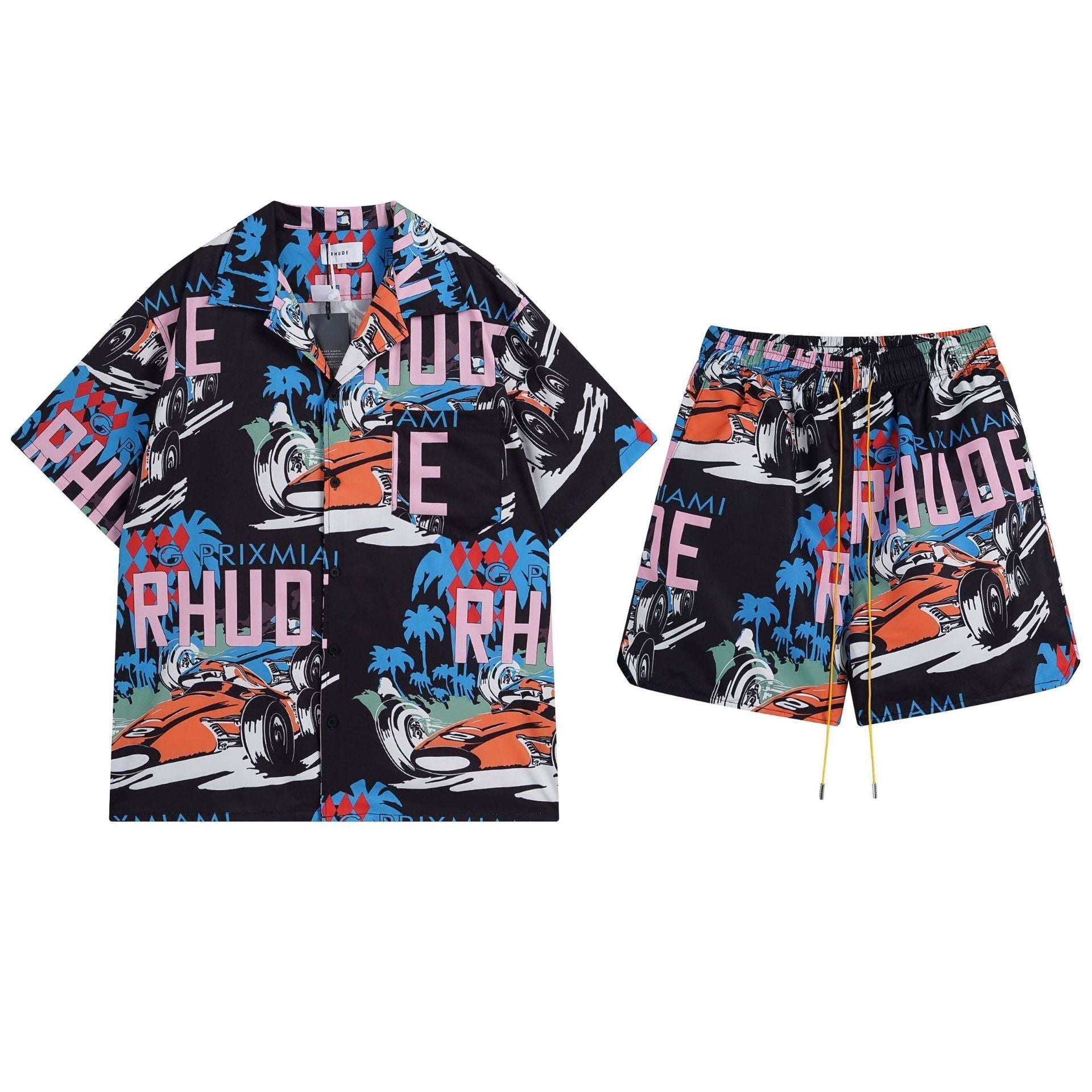 Rhude T Shirt Racing Letter Logo Casual Short Sleeve Shirt, Shorts