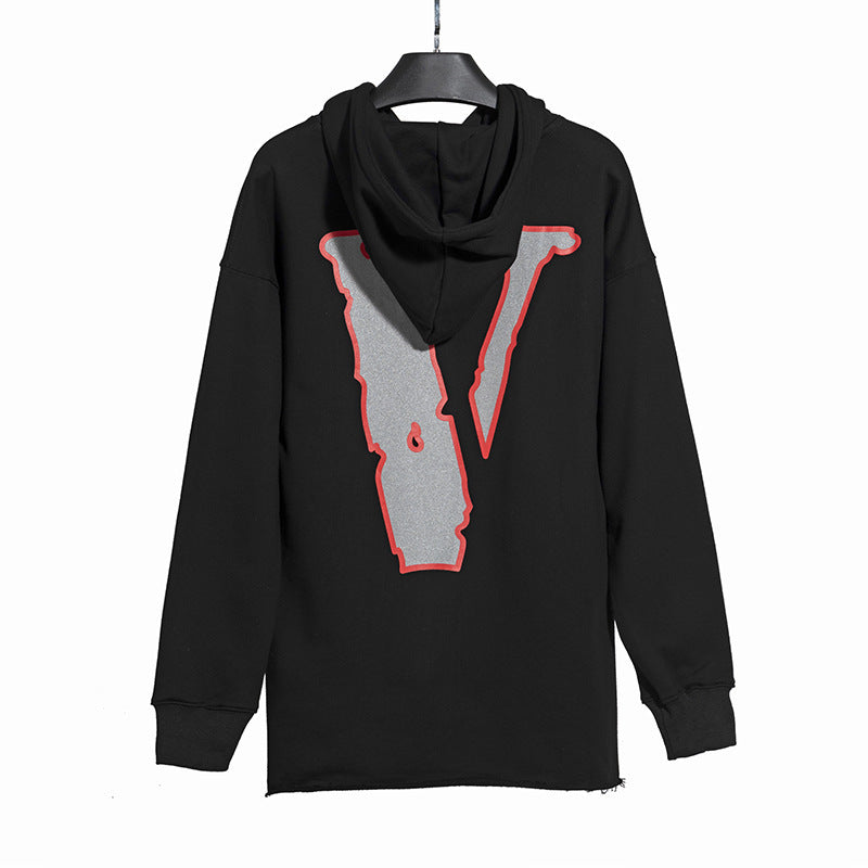 Vlone Hoodie Fall Men'S Women'S Pullover Reflective Large V Hoodie