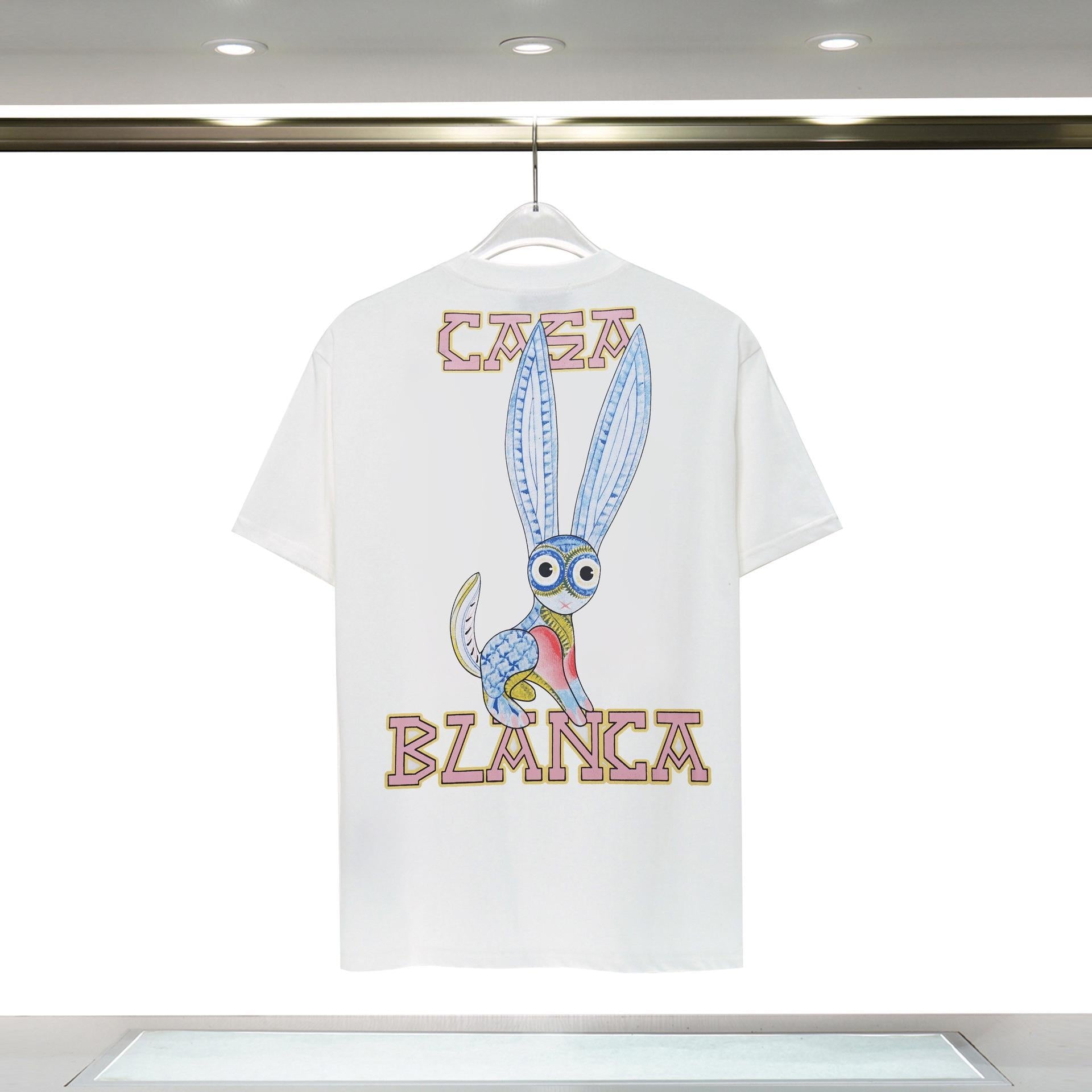 Casablanca T Shirts Fashion Casual Crew Neck Animated Bunny Print Tee