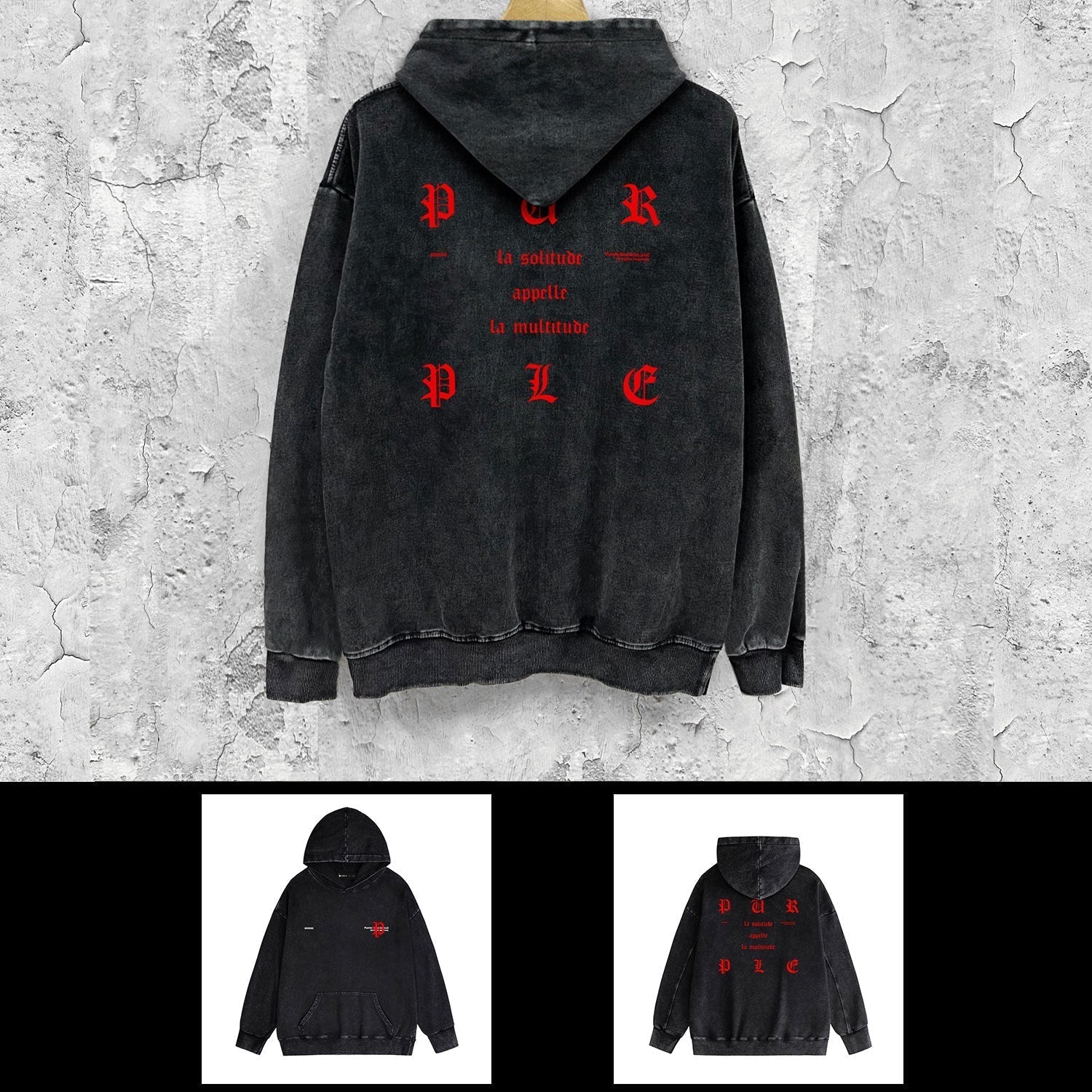 Purple Brand Distressed Hoodie Fashion Old Loose Hooded Sweater