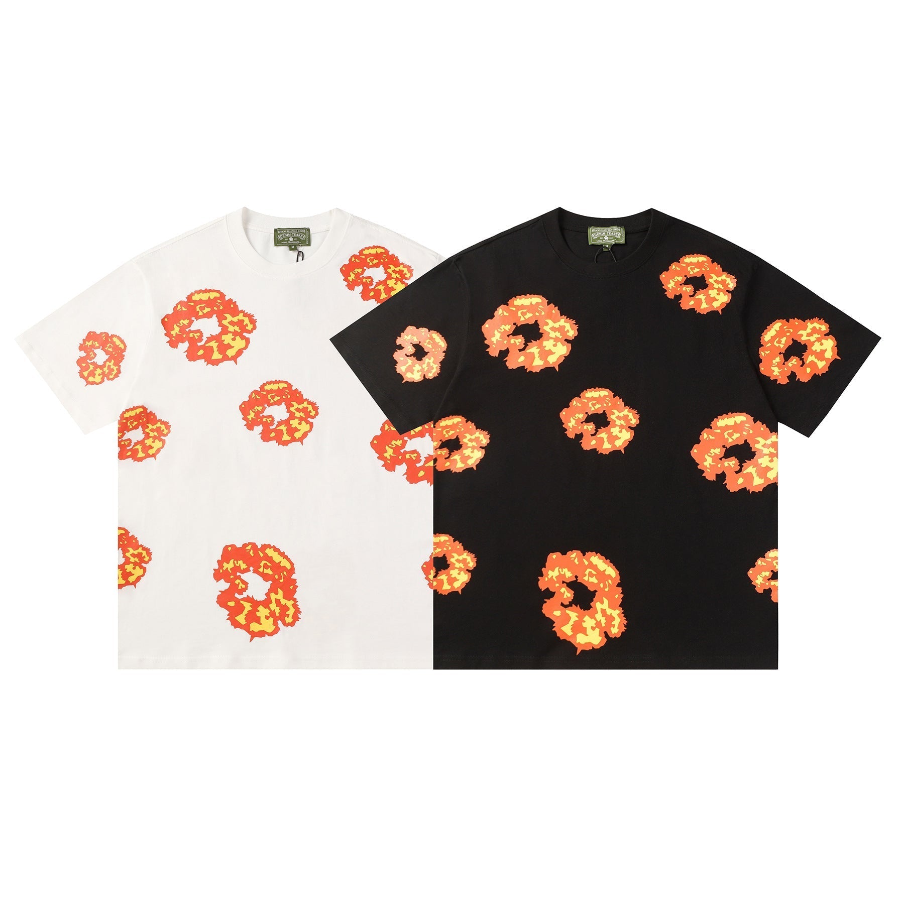 Denim Tears Outfit:T Shirt/Shorts (Separate Purchase Options) Flame Short Sleeve T-shirt Sports Casual Shorts Suit