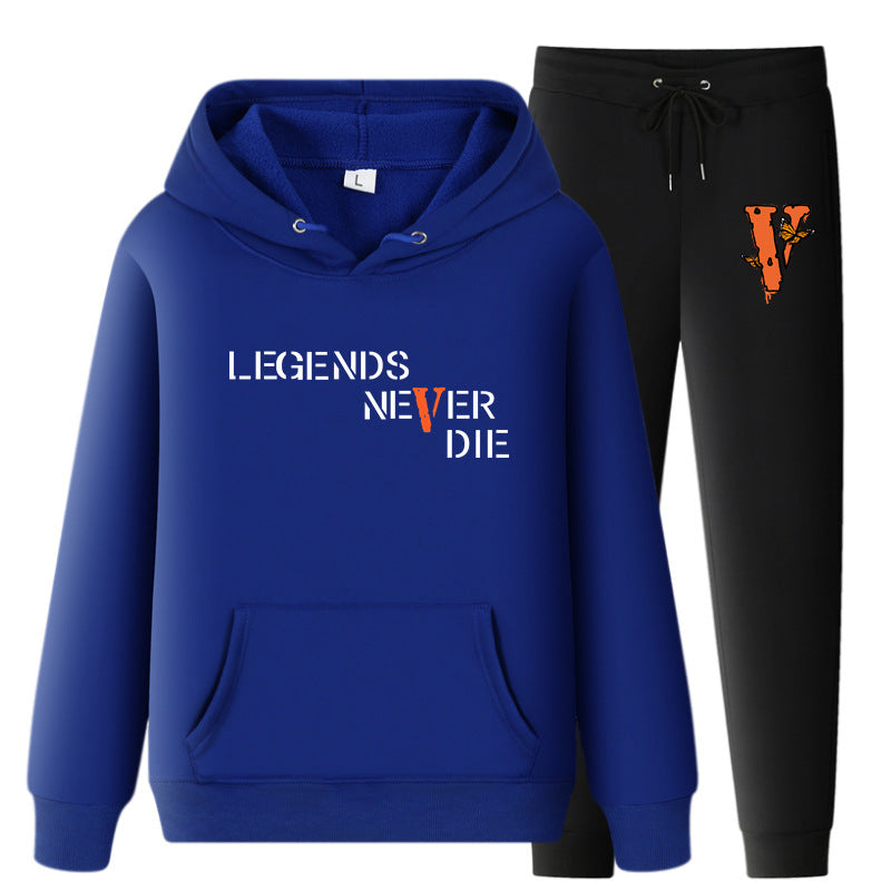 Vlone Hoodie & Pants 2 Piece Set Printing Sweatshirt And Sweatpants Fall Winter Hooded