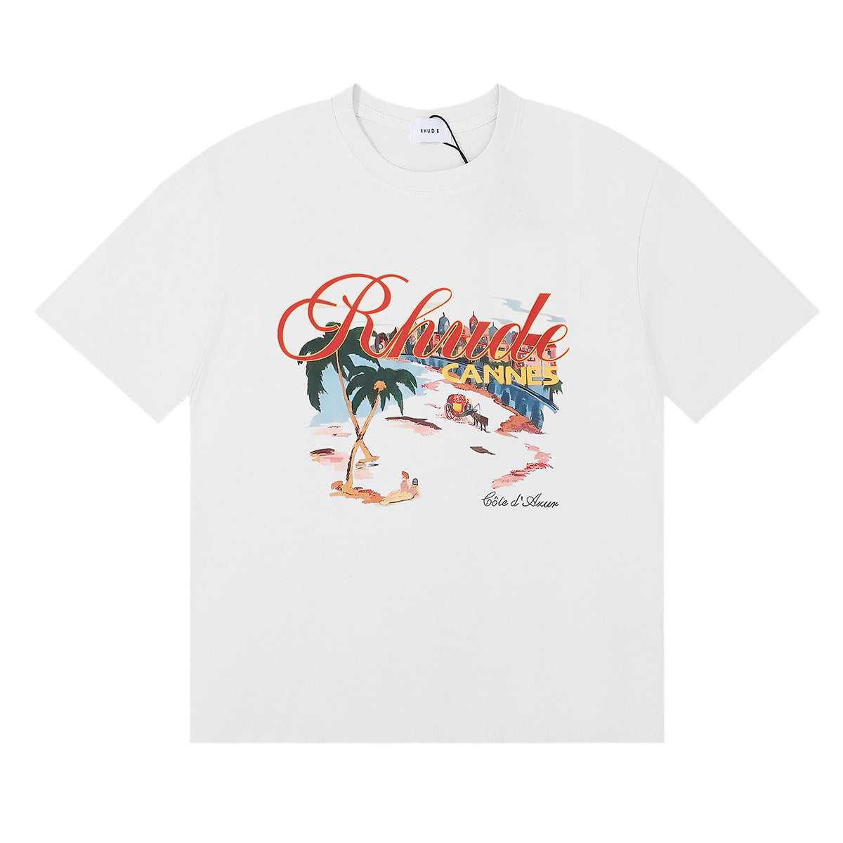 Rhude T Shirt Sailing Letter Coconut Logo Short Sleeve T-Shirt