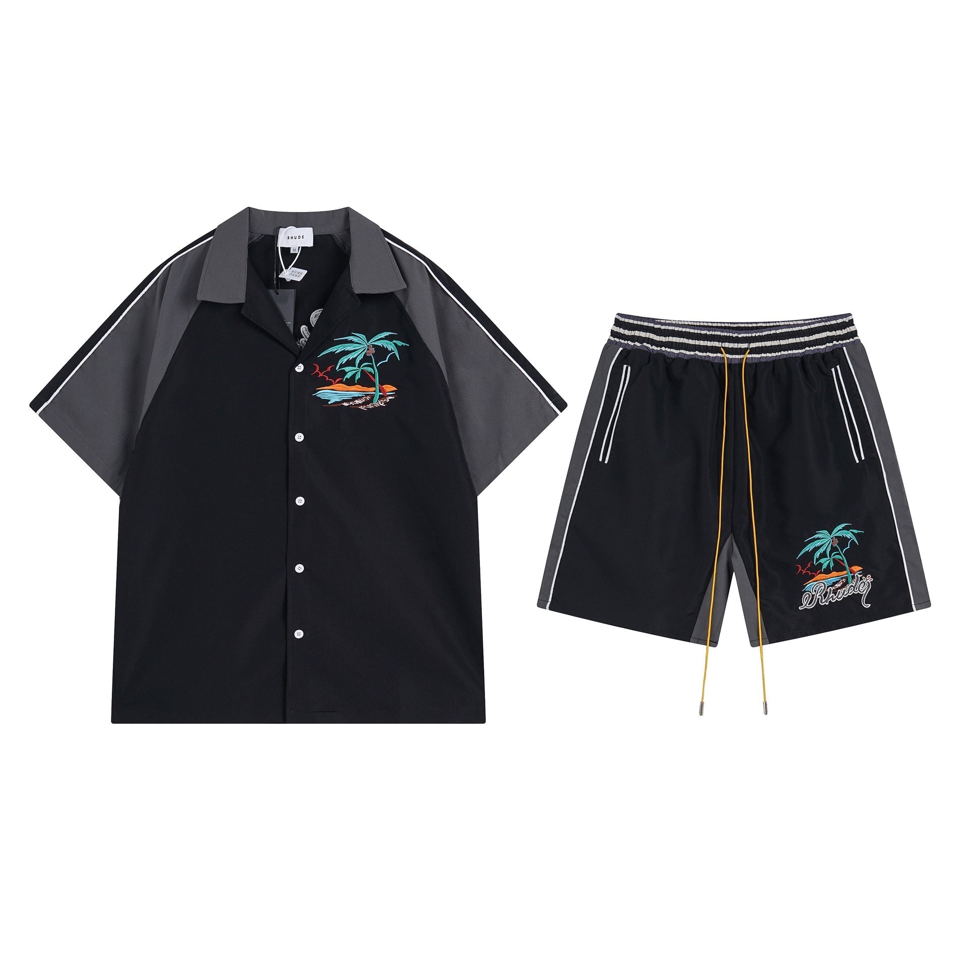 Rhude T Shirt Coconut Alphabet Beach Embroidery Short Sleeve Shirt Shorts