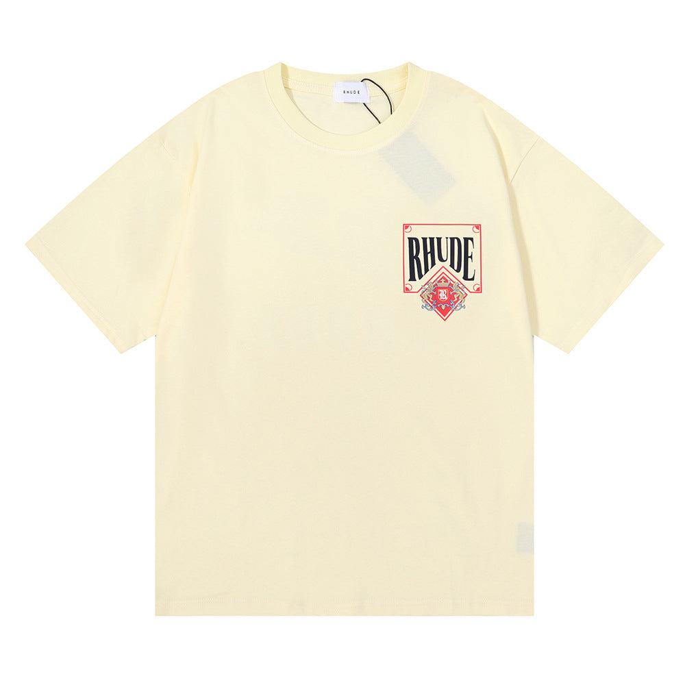 Rhude T Shirt Micro Label Letter Card Print Short Sleeve T-Shirt