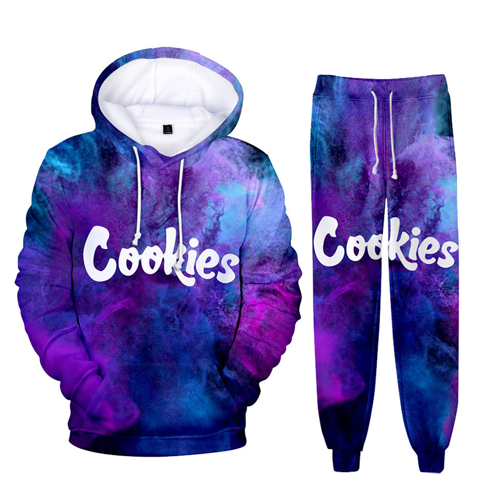 Cookies Hoodie Digital Color Printing Sweet Hooded Ankle Banded Pants Set