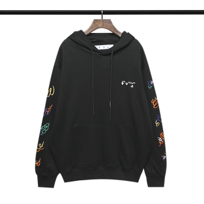 off White Hoodie Autumn and Winter Letter Embroidered Hooded Sweater