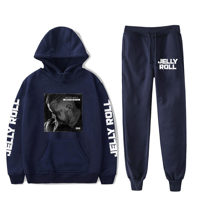 Jelly Roll Hoodie Jelly Roll Peripheral Printed Sweater Sports Two-Piece Suit