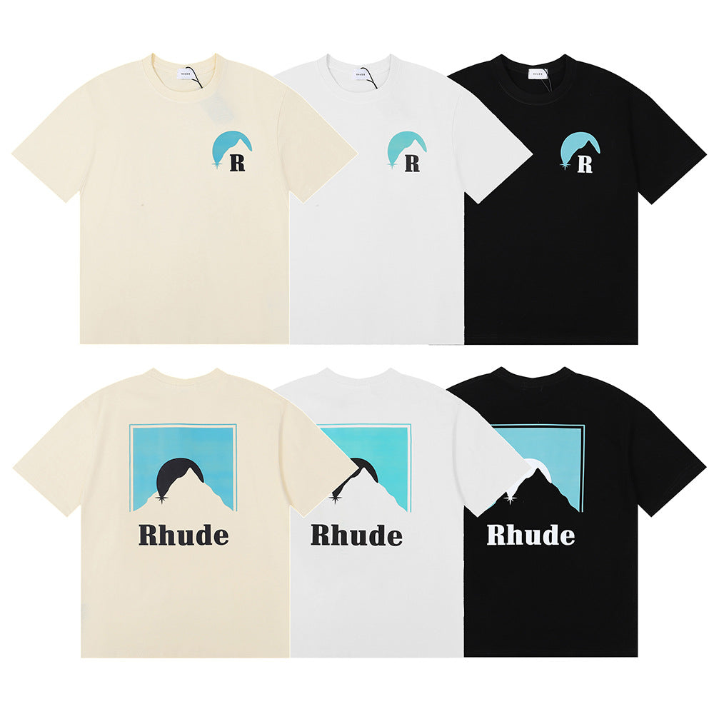 Rhude T Shirt Sunset Classic Alphabet Print Short Sleeve T-Shirt