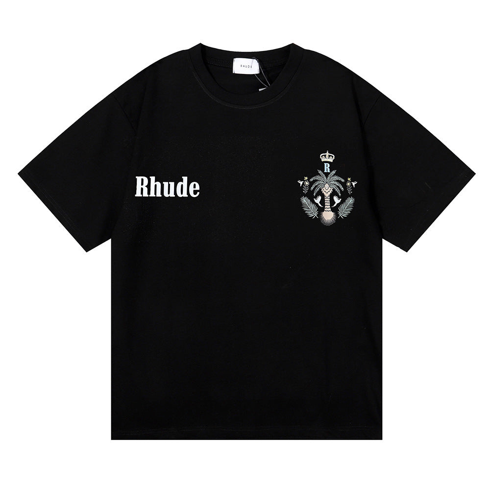 Rhude T Shirt Micro Standard Island Coconut Tree Print Short Sleeve T-Shirt