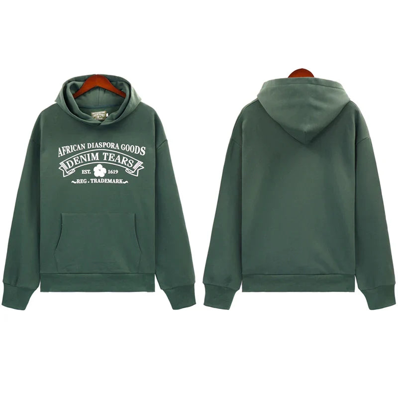 Denim Tears Outfit:Hoodie/Sweatpants (Separate Purchase Options) Casual Hooded Sweatshirt Sweatpants