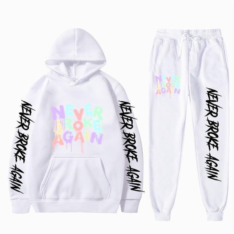 Never Broke Again Hoodie Casual Hooded Sweatshirt Casual Sports Pants