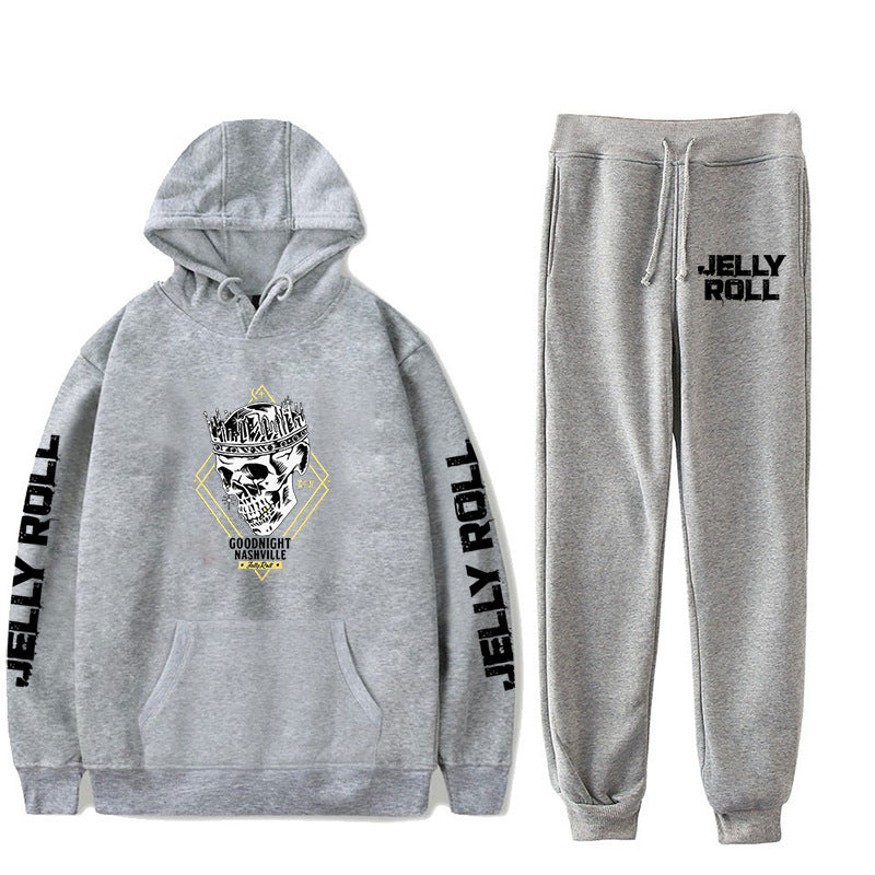 Jelly Roll Hoodie Jelly Roll Peripheral Printed Sweater Sports Two-Piece Suit