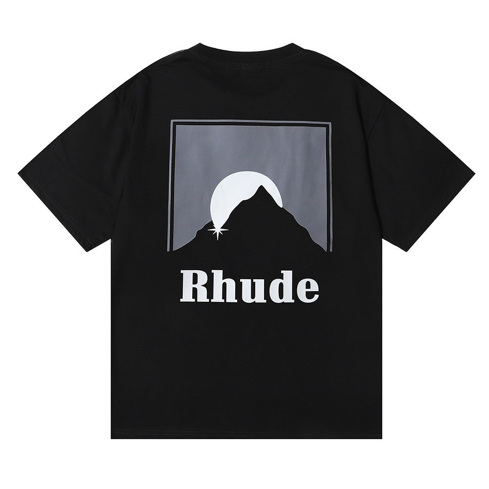 Rhude T Shirt Sunset Design Letter Print Short Sleeve T-Shirt
