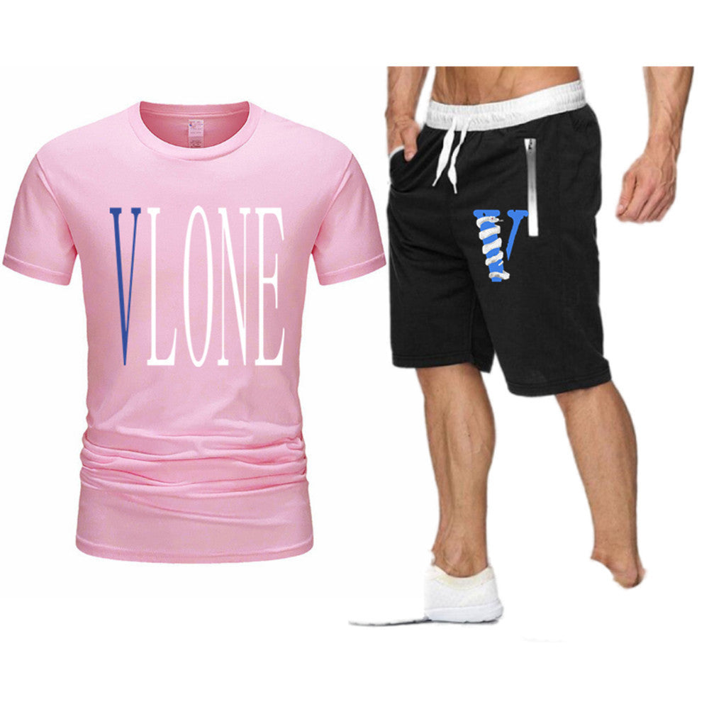 Vlone T Shirts & Shorts 2 Piece Set Letter Printing Summer Menswear Casual