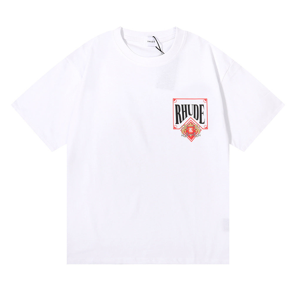 Rhude T Shirt Micro Label Letter Card Print Short Sleeve T-Shirt