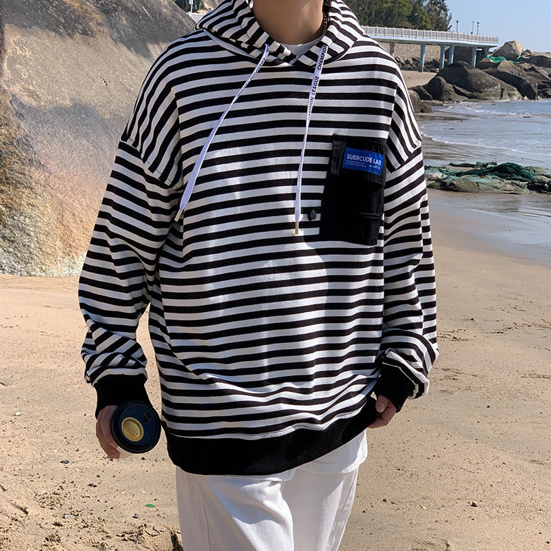 MEN'S Hoodie Loose Stripes