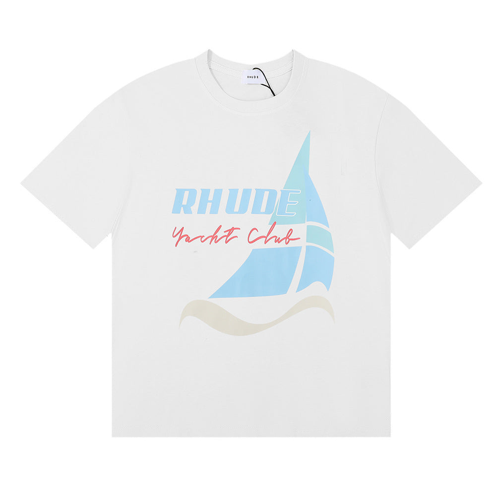 Rhude T Shirt Micro Label Yacht Club Print Short Sleeve T-Shirt