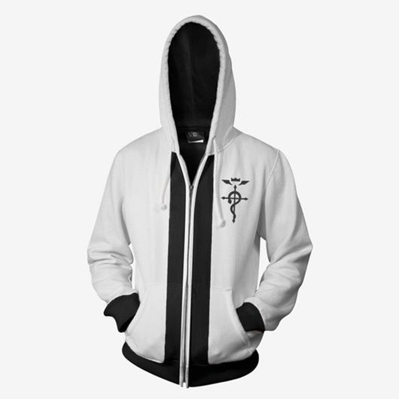 Anime Hoddies Fullmetal Alchemist Edward CS 3D Printed Full-Zip Cardigan Hoodie Coat
