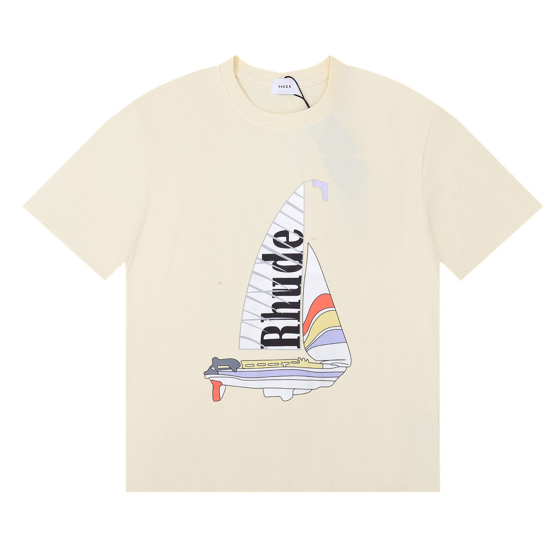 Rhude T Shirt Alphabet Coconut Racing Pattern Short Sleeve T-Shirt