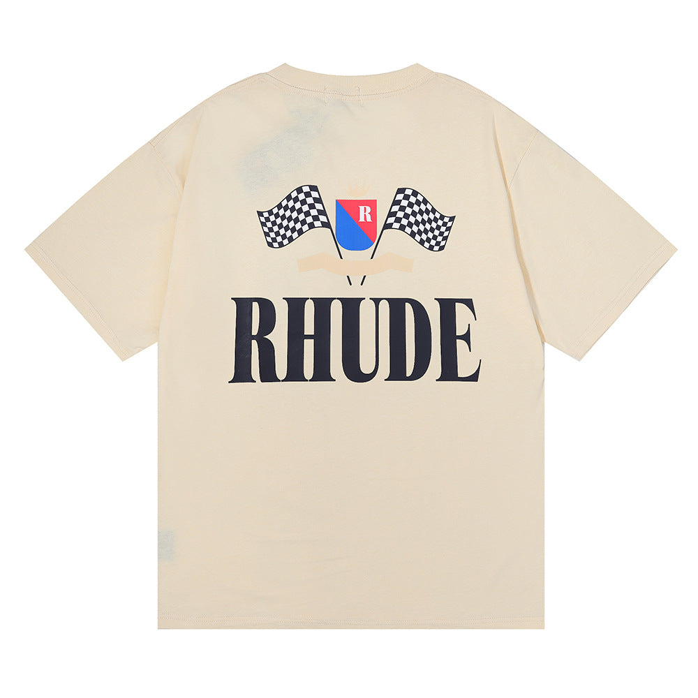 Rhude T Shirt Alphabet Flag Print Short Sleeve T-Shirt