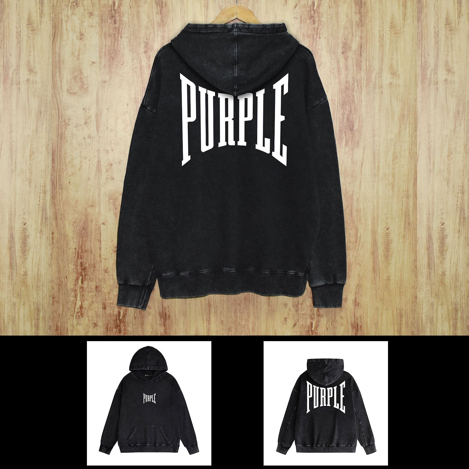 Purple Brand Distressed Hoodie Fashion Old Loose Hooded Sweater