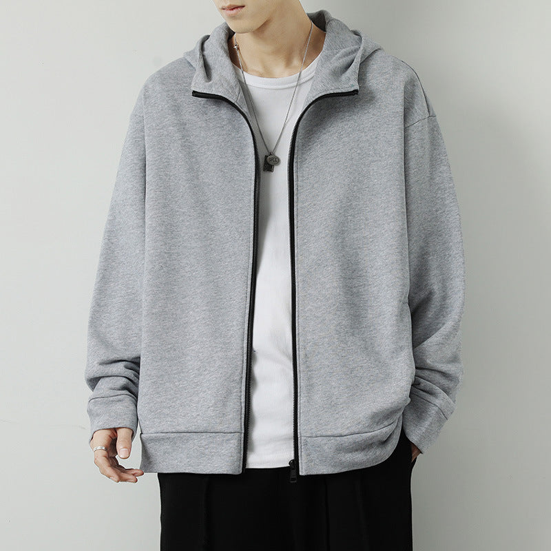 Men Hoodie Solid Color Cardigan Hoodie Spring and Autumn Heavy Japanese Style